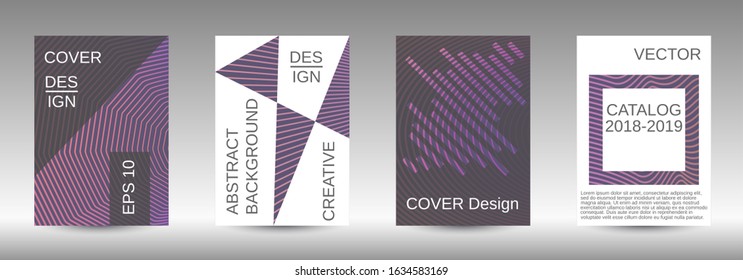 Stylish brochure design template set.  Abstract cover. Positive design template. Creative backgrounds with abstract gradient linear waves to create a fashionable  banner, poster.