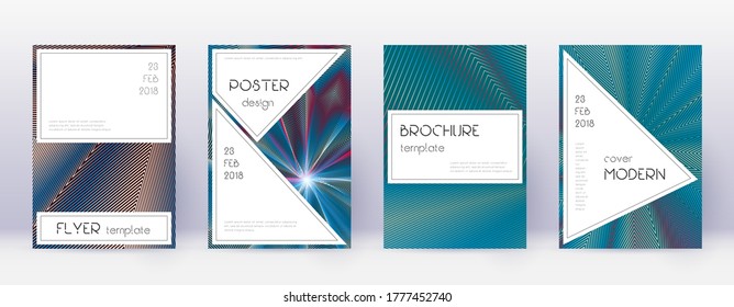 Stylish brochure design template set. Red abstract lines on white blue background. Bewitching brochure design. Exceptional catalog, poster, book template etc.