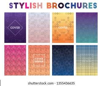Stylish brochure templates with abstract geometric patterns and modern color gradients. Perfect for business.