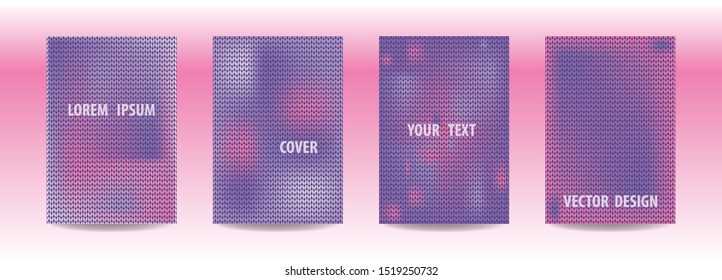 Stylish broshure design template set. Knitted texture. Backgrounds for cataloges, book covers, notebook covers, posters, flyers etc. Vector illustration.