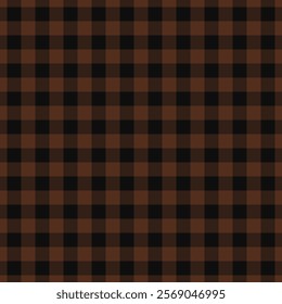 Stylish brown and black buffalo plaid pattern. Perfect for autumnal designs, rustic backgrounds, fabric prints, or website textures.  Clean, seamless repeat. Ideal for fall projects.