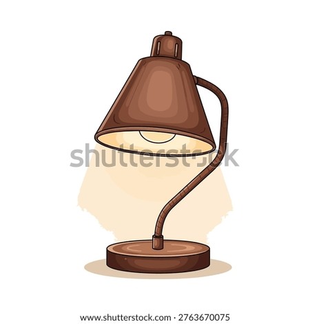 A stylish brown desk lamp casting a warm glow on a light surface