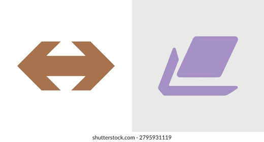 Stylish brown geometric logo featuring an abstract arrow shape perfect for corporate branding and modern business identity design