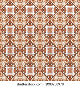 Stylish brown, gray and beige texture. Vector abstract geometric background. Seamless pattern with rhombus and polygons forming abstract wallpaper.
