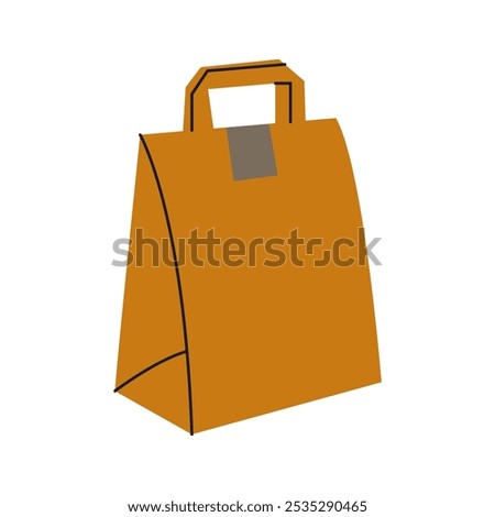 Stylish brown paper bag on a white background, perfect for carrying lunch or snacks