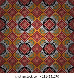 Stylish brown, red and gray texture. Vector abstract geometric background. Seamless pattern with rhombus and polygons forming abstract wallpaper.