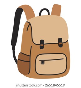 A stylish brown travel backpack. Great for hiking, backpacking, student travel, or outdoor adventures.