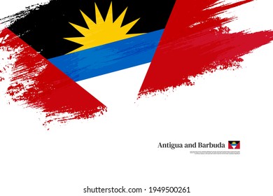 Stylish brush flag of Antigua and Barbuda. Happy independence day of Antigua and Barbuda with grungy flag background