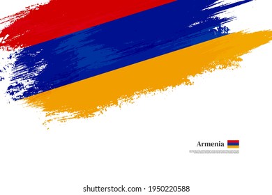Stylish brush flag of Armenia. Happy independence day of Armenia with grungy flag background