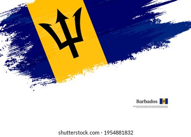 Stylish brush flag of Barbados. Happy national day of Barbados with grungy flag background