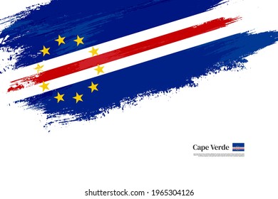 Stylish brush flag of Cape Verde. Happy independence day of Cape Verde with grungy flag background