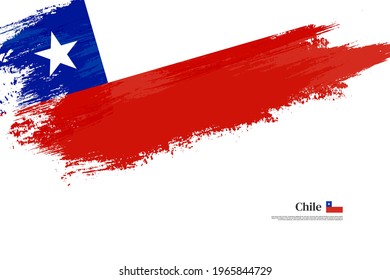 Stilvolle Pinselfahne von Chile. Schöner Unabhängigkeitstag Chiles mit grauem Hintergrund