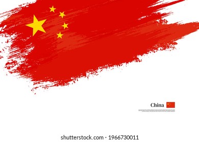 Stylish brush flag of China. Happy national day of China with grungy flag background