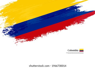 Stylish brush flag of Colombia. Happy independence day of Colombia with grungy flag background