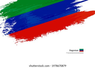 Stylish brush flag of Dagestan. Happy independence day of Dagestan with grungy flag background