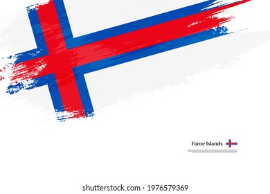 Stylish brush flag of Faroe Islands. Happy national day of Faroe Islands with grungy flag background