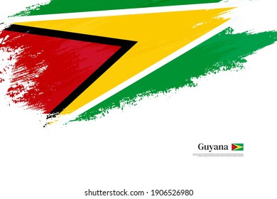 Stylish brush flag of Guyana. Happy independence day of Guyana with grungy flag background