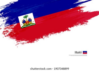 Stylish brush flag of Haiti. Happy independence day of Haiti with grungy flag background