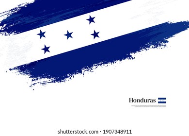 Stylish brush flag of Honduras. Happy independence day of Honduras with grungy flag background