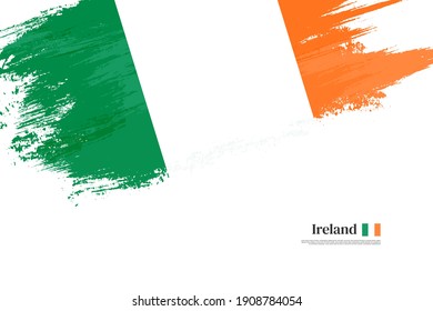 Stylish brush flag of Ireland. Happy independence day of Ireland with grungy flag background