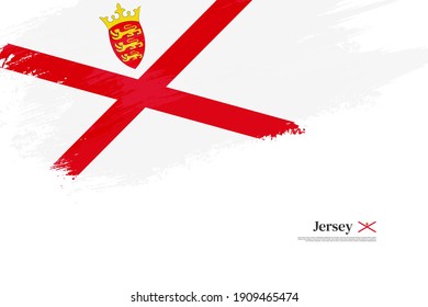 Stylish brush flag of Jersey. Happy liberation day of Jersey with grungy flag background