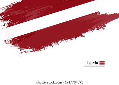 Stylish brush flag of Latvia. Happy independence day of Latvia with grungy flag background