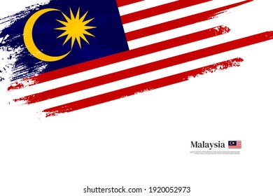 Elegante bandera de cepillo de Malasia. Feliz día de la independencia de Malasia con un oscuro fondo de bandera