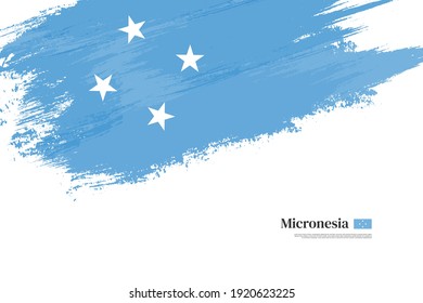 Stylish brush flag of Micronesia. Happy independence day of Micronesia with grungy flag background