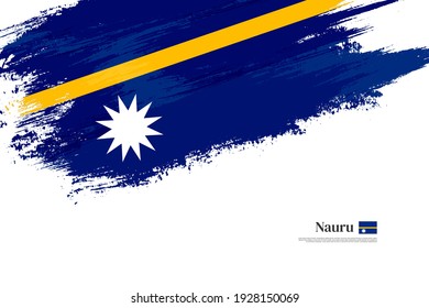 Stylish brush flag of Nauru. Happy independence day of Nauru with grungy flag background