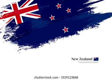 Stylish brush flag of New Zealand. Happy waiting day of New Zealand with grungy flag background