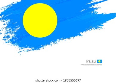 Stylish brush flag of Palau. Happy constitution day of Palau with grungy flag background