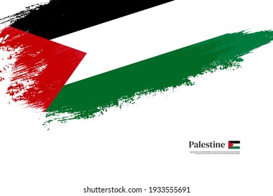 Stylish brush flag of Palestine. Happy independence day of Palestine with grungy flag background