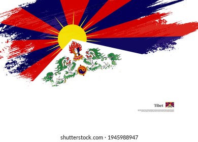 Stylish brush flag of Tibet. Happy independence day of Tibet with grungy flag background