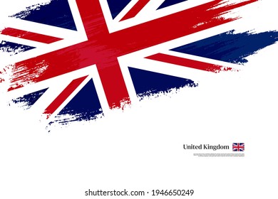 Stylish brush flag of UK. Happy national day of United Kingdom with grungy flag background