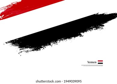 Stylish brush flag of Yemen. Happy independence day of Yemen with grungy flag background