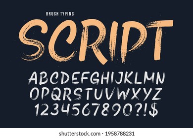 Stylish brush painted an uppercase vector letters, alphabet, typeface. Original texture. 