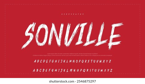 Elegante pincel pintado con letras mayúsculas de Vector, alfabeto, tipografía.