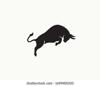 Stylish bull jump high logo design inspiration