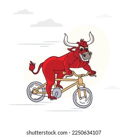 Stylish bull on a bicycle symbol of  vector