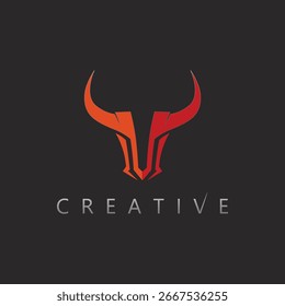 Icono elegante del diseño del logotipo del Vector de la silueta del toro para el negocio, los deportes, y la marca