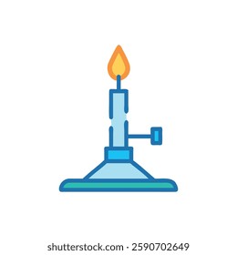 Stylish Bunsen Burner Icon for Chemistry