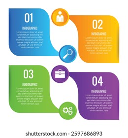 Stylish business 4 step options editable concept infographic template chart list design