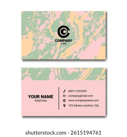 Stylish Business Card Design with Marble Texture and Contact Information