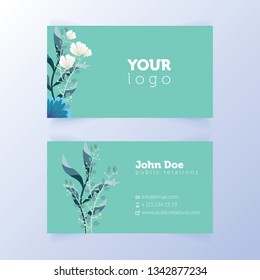 Stylish business card with flowers
