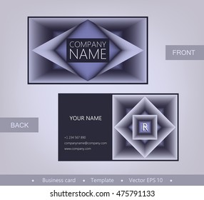 Stylish business card with geometric fractal. Elegant abstract composition. Design templates. Visiting card set. Mock up.