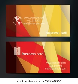 Stylish business cards with colorful straight stripes. Vector illustrations. 5 x 9 cm size.