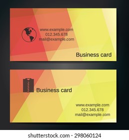 Stylish business cards with colorful straight stripes. Vector illustrations. 5 x 9 cm size.