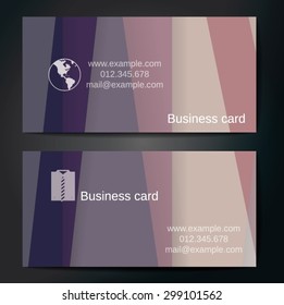 Stylish business cards with colorful straight stripes. Vector illustrations. 5 x 9 cm size.