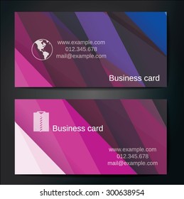 Stylish business cards with colorful straight stripes. Vector illustrations. 5 x 9 cm size.