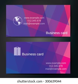 Stylish business cards with colorful straight stripes. Vector illustrations. 5 x 9 cm size.